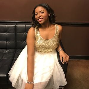 Gold and off white dress